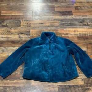 Dennis‎ Basso Turquoise Faux Fur Coat
